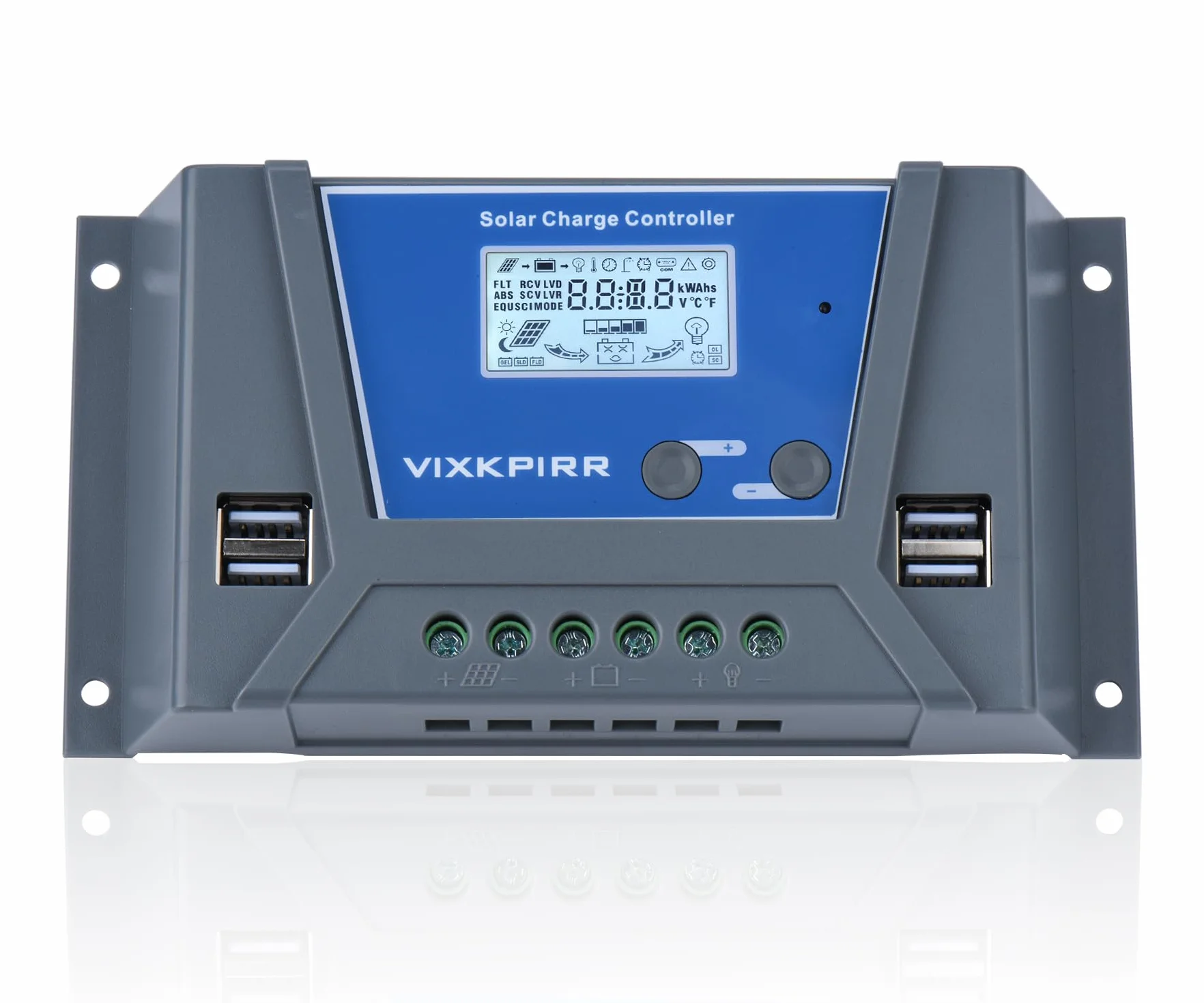 20A Solar Laderegler 12V 24V mit Bluetooth, PWM 20A Solarladeregler mit Temperatursensor LCD Anzeige und 4 USB Ports, Solarregler für Multi 12V 24V Blei Batterien und Lithium Batterien