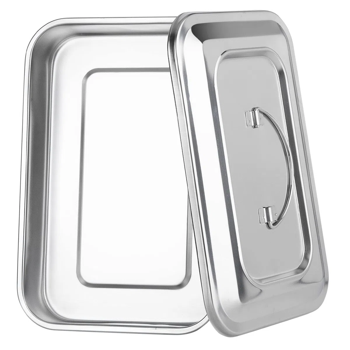 Edelstahl-Tablett mit Deckel, Medizinischer Multifunktions-Sterilisationsorganisator für Dentallabor und Tätowierung, großer chirurgischer Instrumentenhalter mit Deckel und Griff