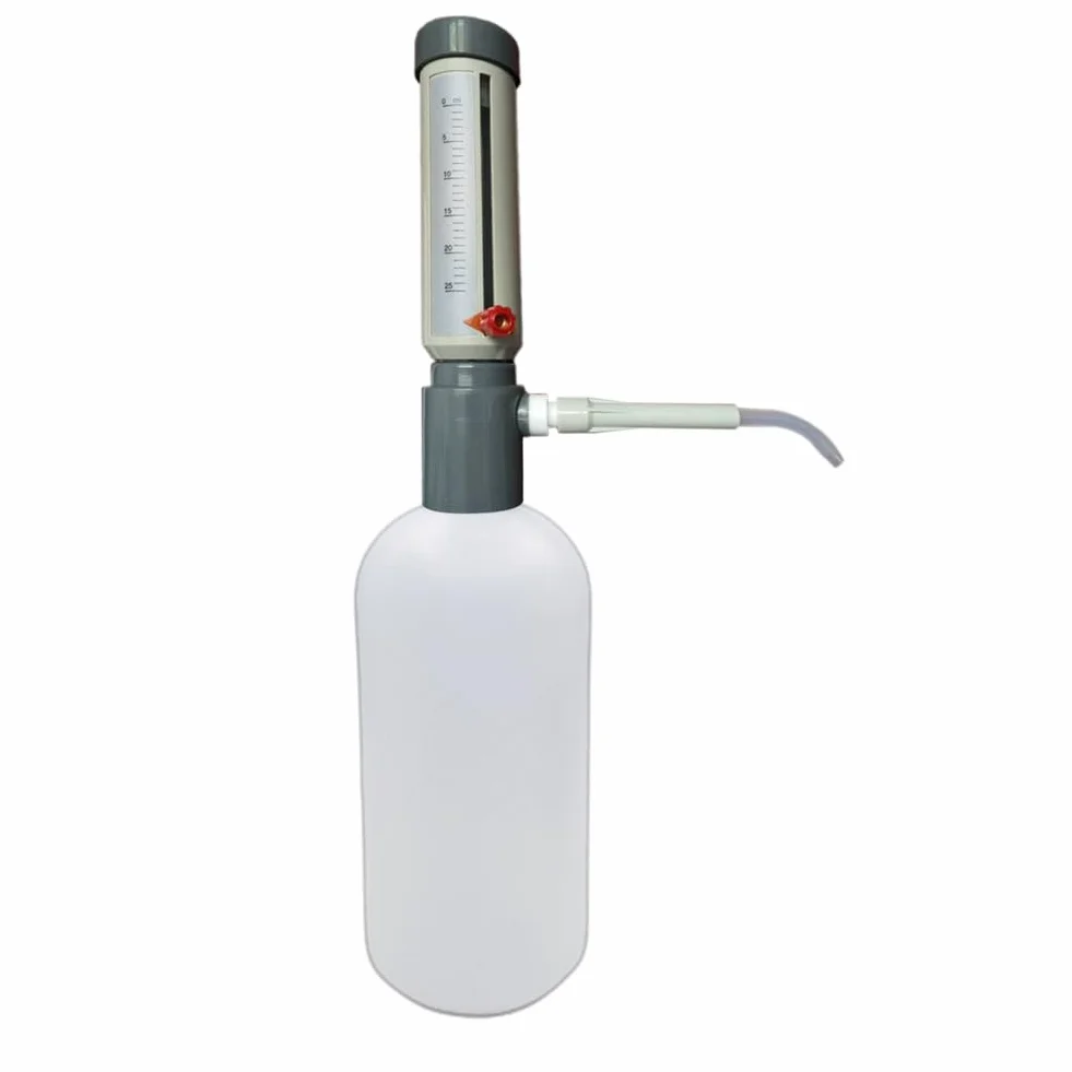 Labor-Flaschenaufsatzspender, Wirtschaftlicher Halbautomatischer Flüssigkeitsspender, Hülsentyp, 5–25 Ml, Verstellbarer Flüssigkeitszusatz, Langlebig