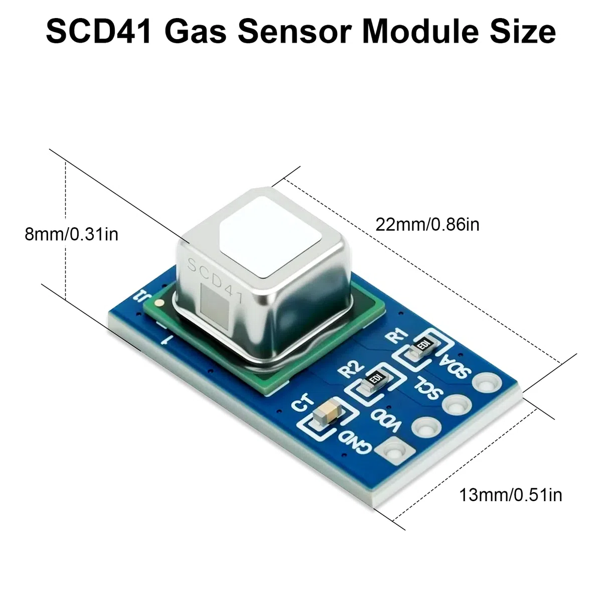 SCD41 SCD41 Gassensormodul Erkennt CO2,Kohlendioxid,QIQIAZI SCD41-Gas Sensor Module, Temperatur und Feuchtigkeit in Einem Sensor mit I2C-Kommunikation