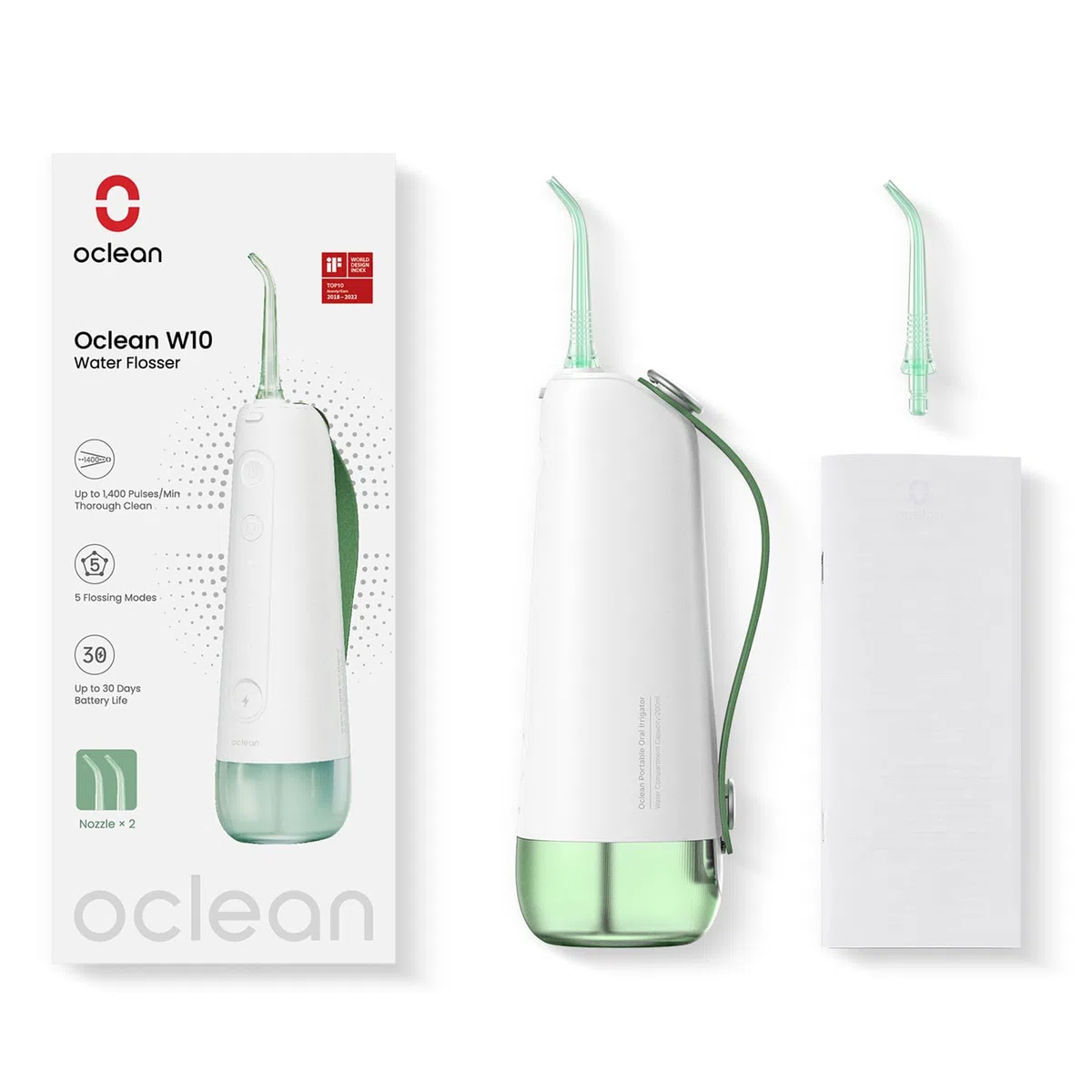 Oclean W10 Kabelloser Wasserflosser, 5 Zahnseidemodi & 4 Austauschbare Strahlspitzen, wiederaufladbar, IPX7, Quadpacer, Smart-Timer, für Reisen und Zuhause