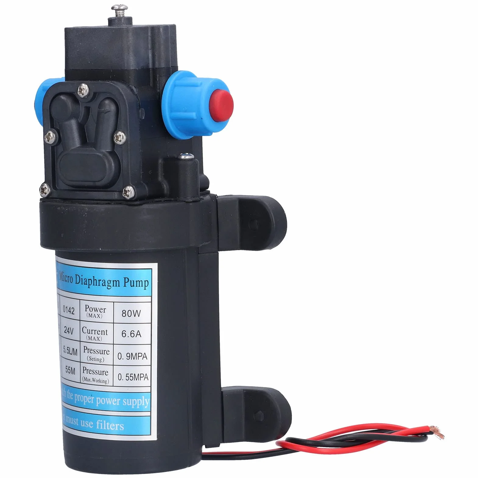 5,5 L/min Mikromembranpumpe, Selbstsaugende DC-Hochdruckmembranpumpe, Frischwasserdruckmembranpumpe (24V)