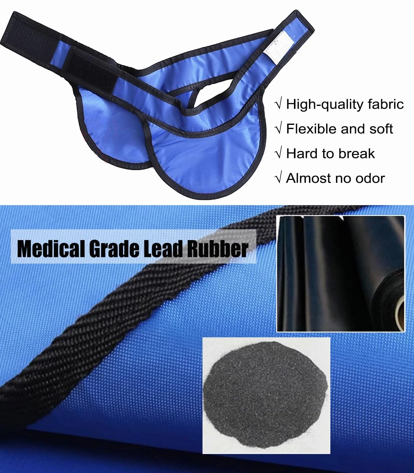 Bleischürze Röntgen-Schilddrüsenschutz-Bleikragen, Leicht, Weich, Verstellbar, Schutzschild For Den Hals, For Zahnärzte Und Krankenhäuser(Blue,0.5mmpb)