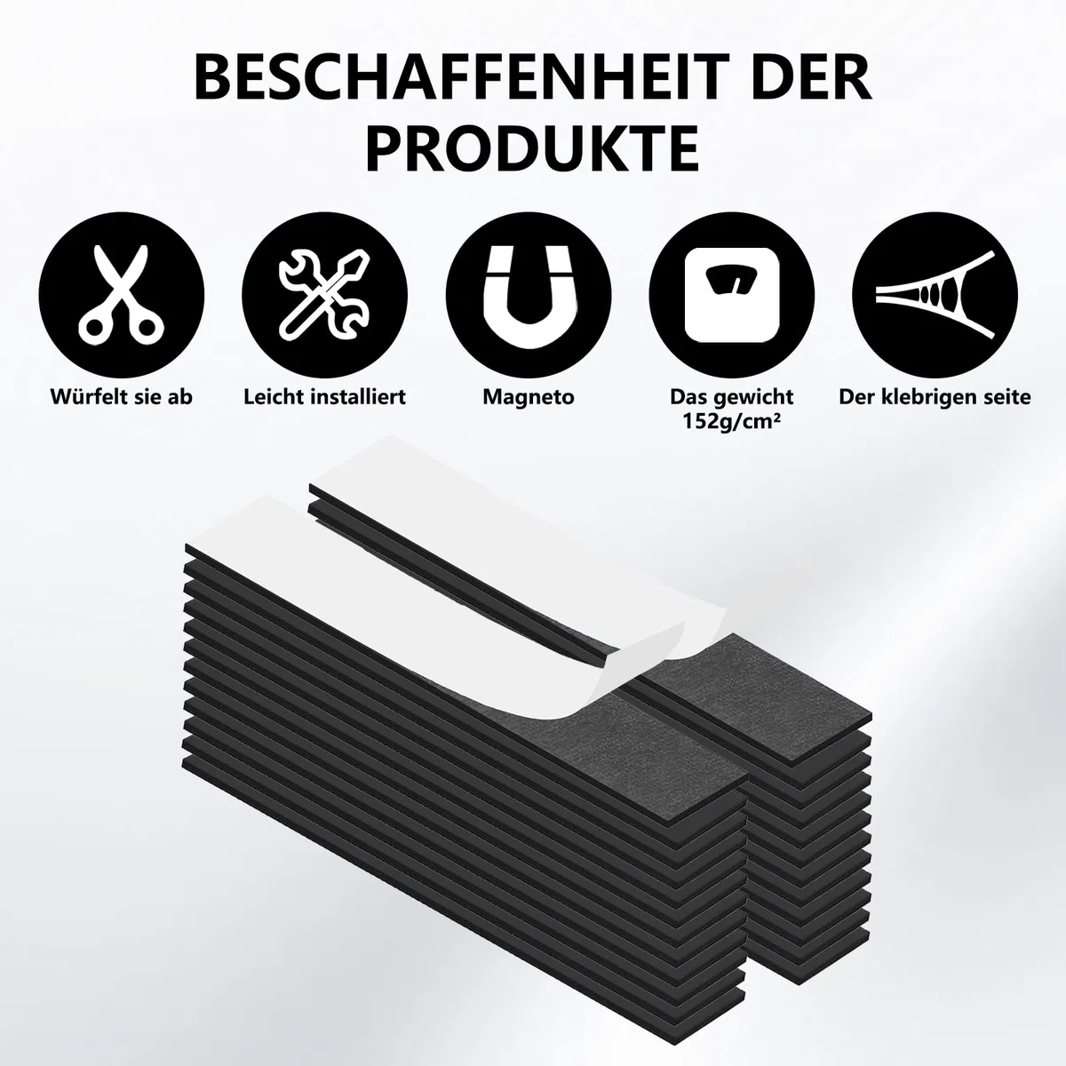 24 Stück Magnetstreifen Magnetklebeband Selbstklebend Stark 150x25x2xmm, 24 Stück Metallplättchen Selbstklebend Set 40mm,Zuschneidbar,mit Kleberückseite