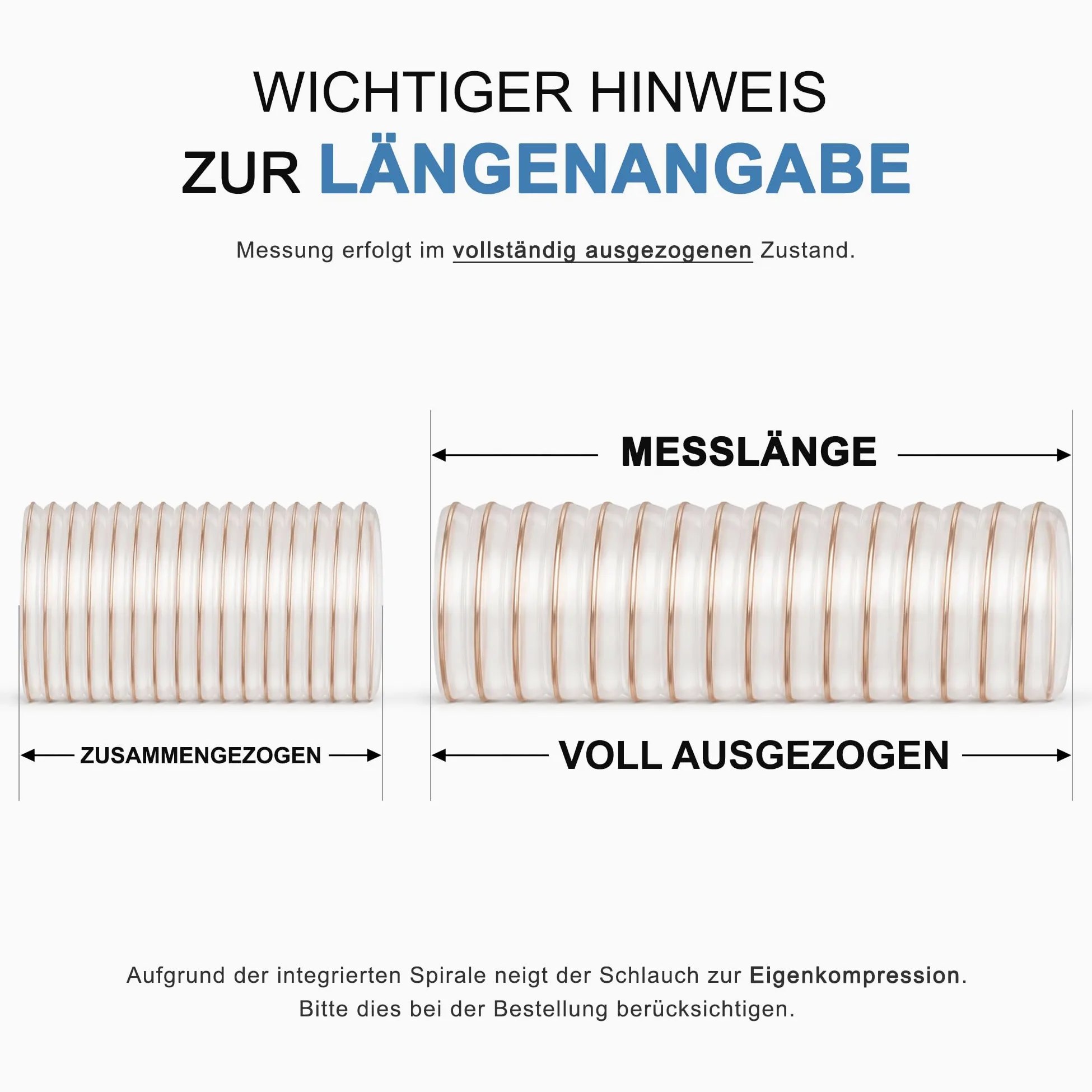 AWM Absaugschlauch Ø 50 mm transparent 0,4 mm Absauganlage Spiralschlauch schwer entflammbar Flexschlauch (2 Meter)