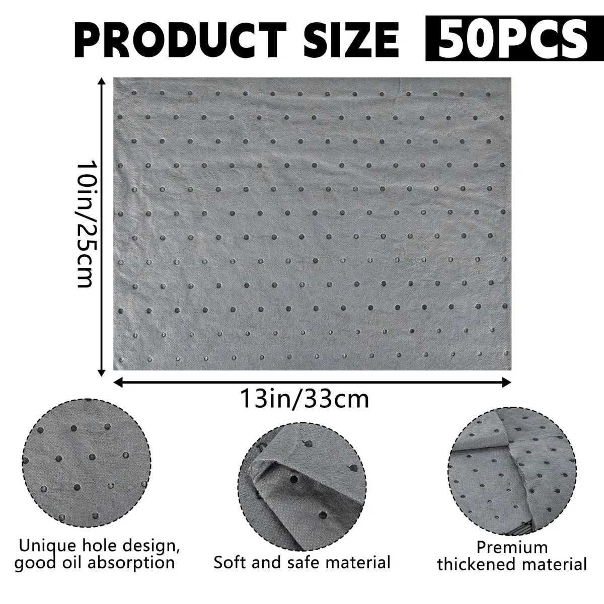 50 Stück Universelle Ölauffangmatte 25 x 33cm Ölauffangmatte werkstatt matte Ölsaugtücher Ölbindematte für Werkstatt, Garage,Schwere Ölabsorptionsblätter Saugmatte für Zuhause, Keller,Garage, Küche