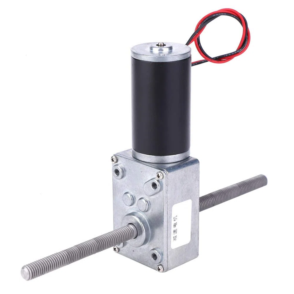 12V Getriebemotor mit hohem Drehmoment, M8 Doppelwellen Schneckengetriebemotor, doppelter rechter Untersetzungsmotor, zwei gerade Zähne(Reduction Ratio 670)