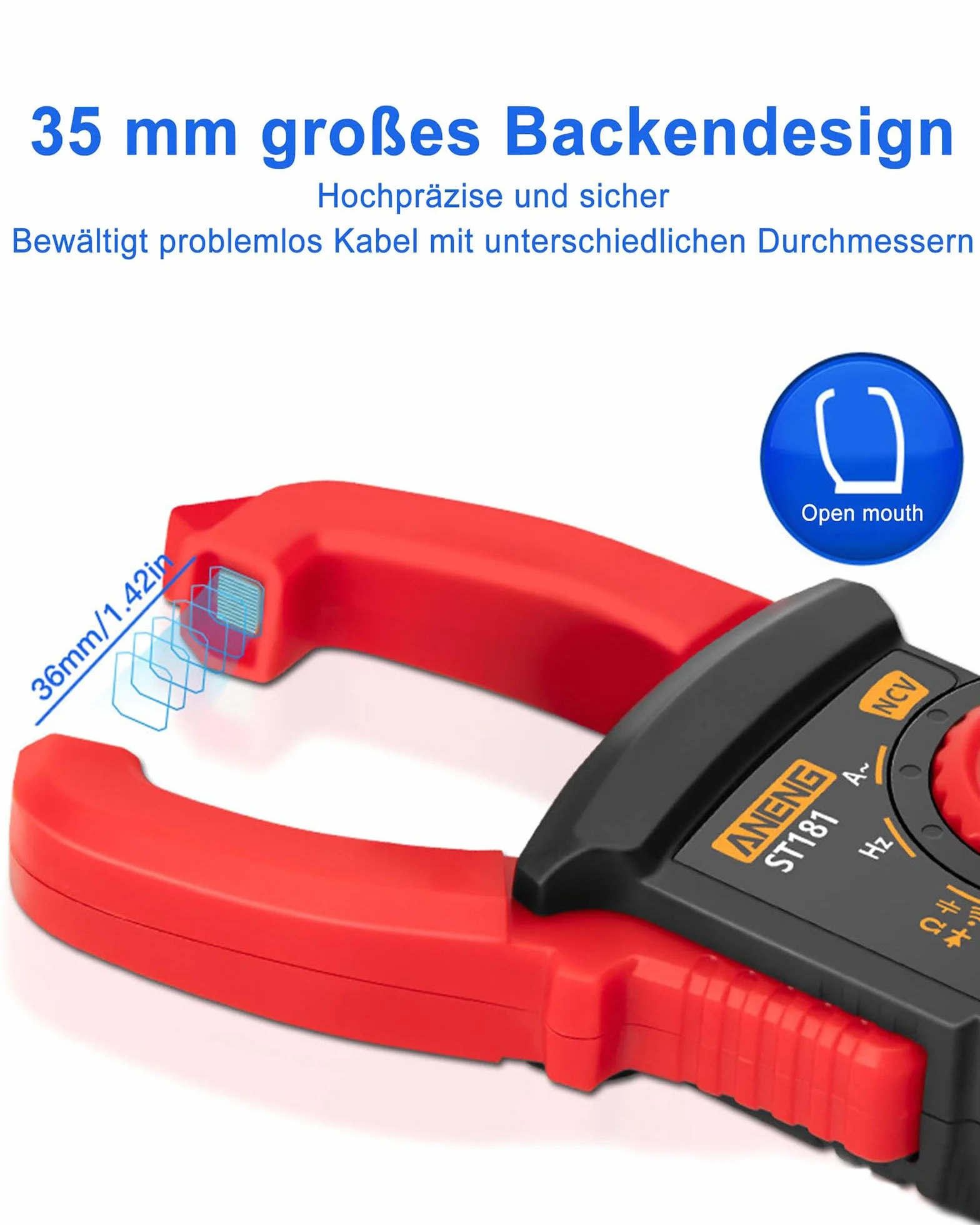 Digitales Stromzange AC DC Multimeter: True-RMS 4000 Counts Strommesszange Amperemeter mit Automatischer Bereichswahl zum Messen von AC/DC-Spannung Strom Widerstand Kapazität Durchgang NCV-Erkennung