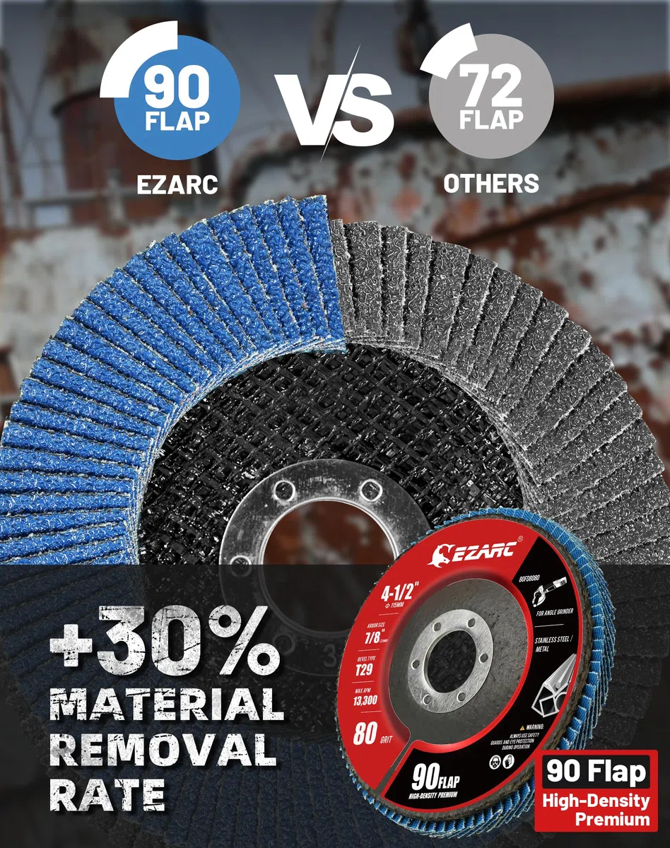 EZARC 115 mm Flap Discs, 80 Grit, Jumbo Zirkoniumdioxid Flap Disc Typ 29 zum Schleifen, Entrosten, Finishen, Schleifen und Entgraten (12 Stk.)
