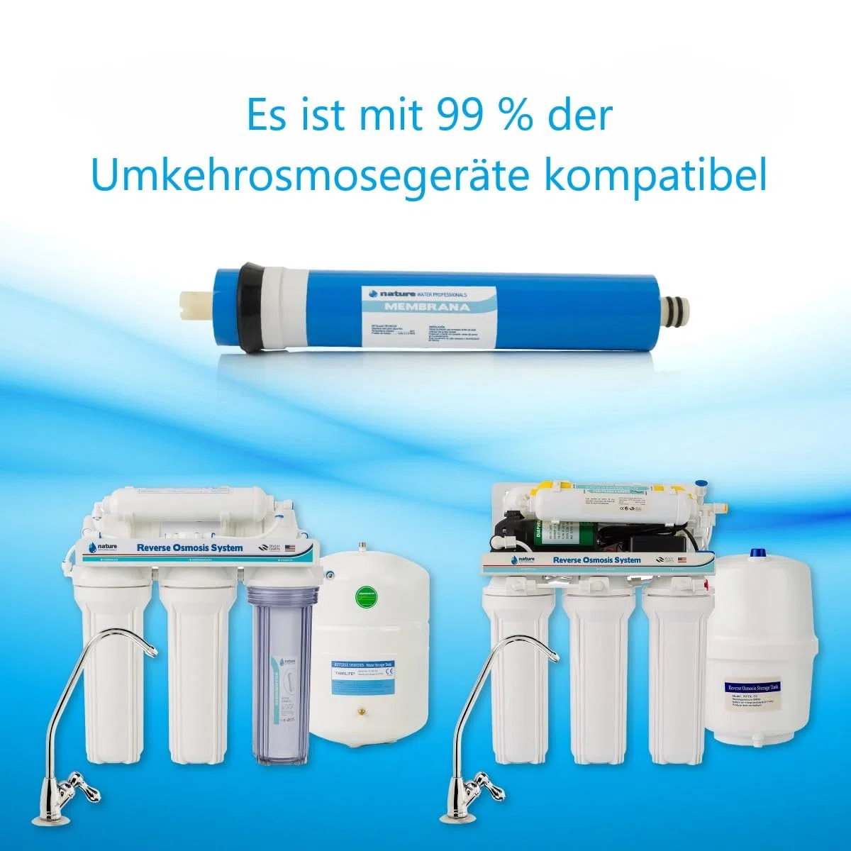 Ideale Membran für Umkehrosmose – 75 GPD – Beseitigung anorganischer Salze, Schwermetalle, organischer Stoffe und chemischer Materialien – Nature Water Professionals