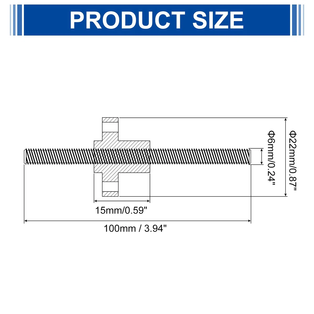 sourcing map 2 Stück 100 mm Tr8X1 Leitschraube mit Messingmuttern (1 mm Teilung, 1 Start, 1 mm Blei), 304 Edelstahl-Schraubleisten-Drucker-Upgrade-Teile mit Kunststoff-Verpackungsrohr, Silber