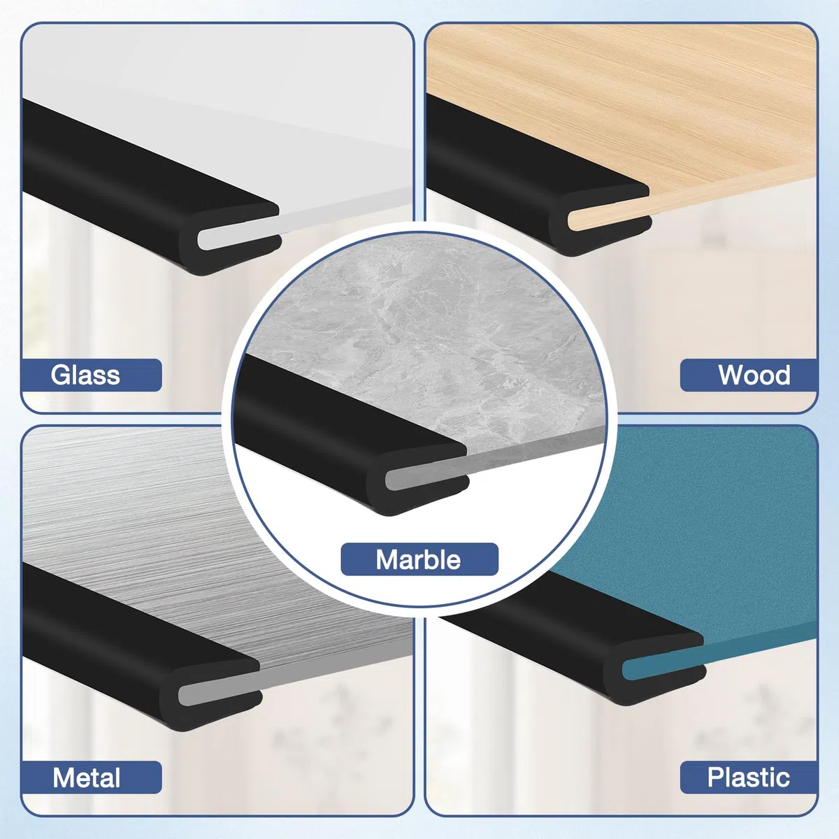 Kantenschutz selbstklebend EPDM Kantenschutzprofil U Gummidichtung Schwarz Gummi Kantenschutz für Bleche Glasscheiben Auto Blechschutzkante (6m, 1,6mm)