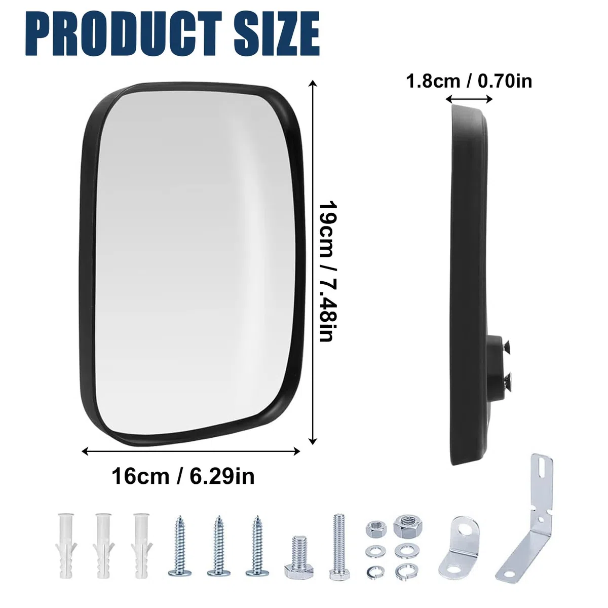 Verkehrsspiegel für Ausfahrten, 19 x 16 cm Weitwinkel verstellbarer Konvexspiegel, Traffic Mirror für Verkehrssicherheit, Innen Außen gewölbter Spiegel für Ausfahrten Garage Krankenhaus Parkplatz