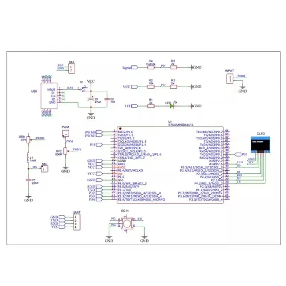 DIY Mini-Digital-Oszilloskop-Bausatz STC8K8A-Mikrocontroller Elektronik-Training Lötübungs-Teile