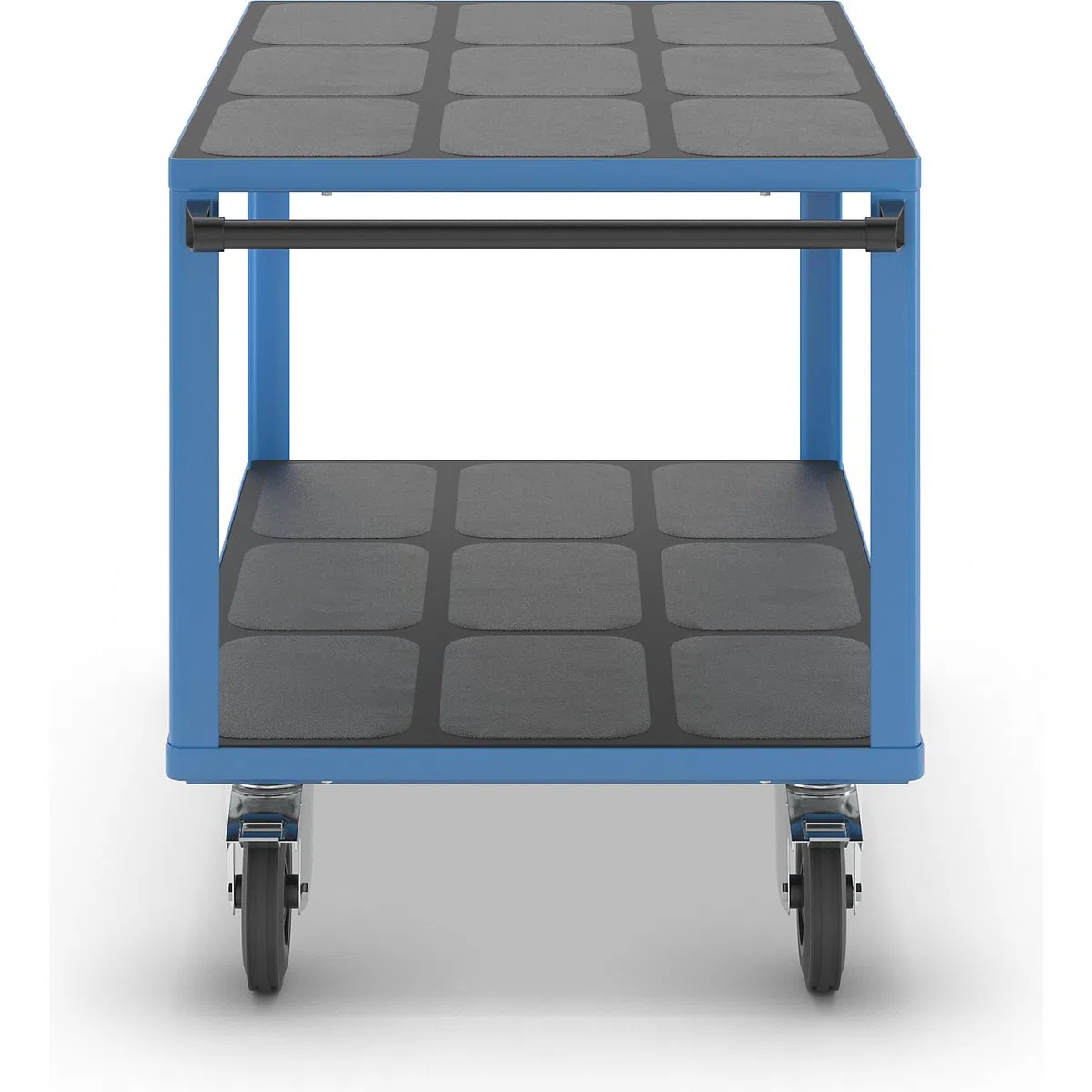 eurokraft | Montagewagen | Tragfähigkeit 500 kg | 2 Ladeflächen aus Kunststoff | Ladefläche 1250 x 800 mm | Gestell lichtBlau