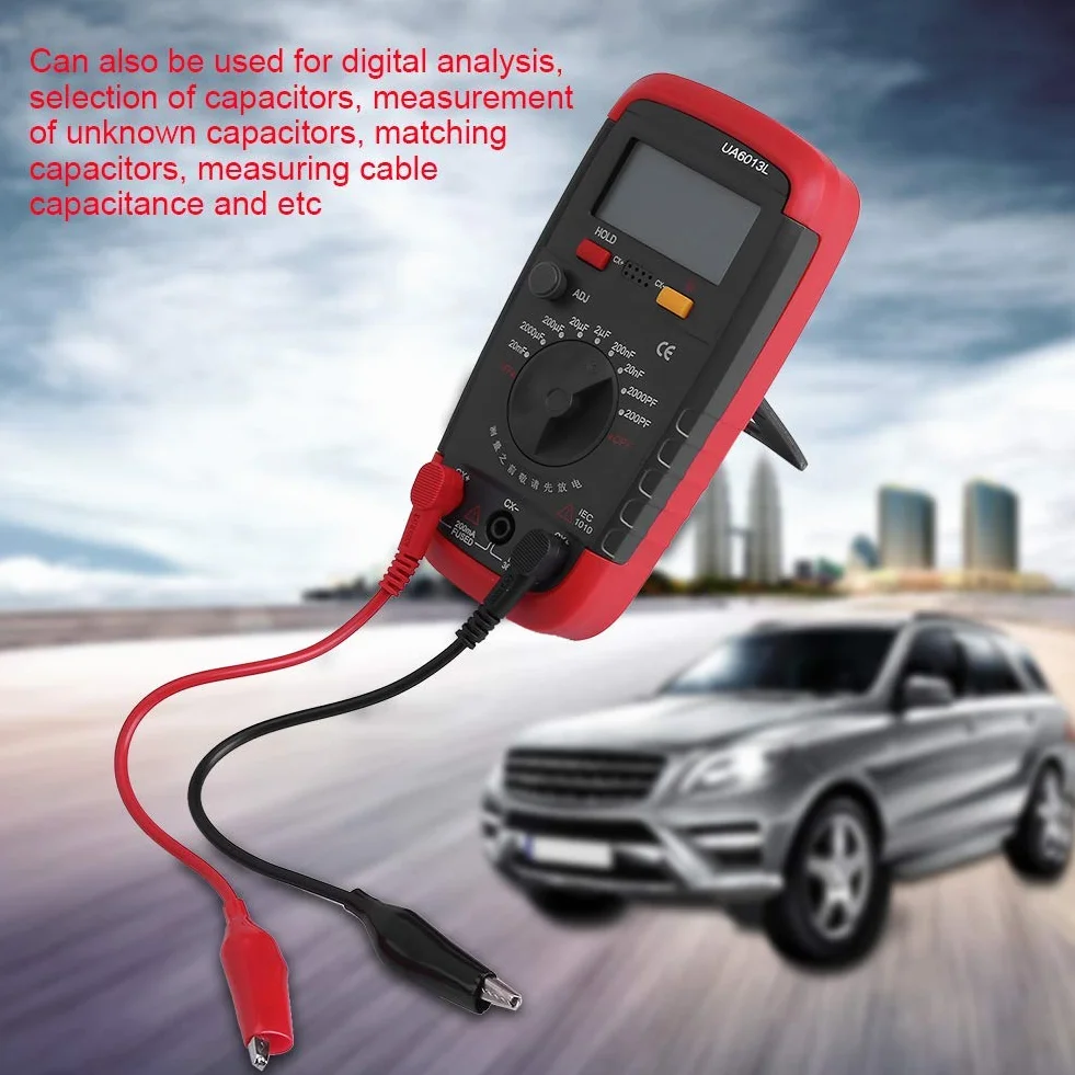 Digitales Kapazitätsmessgerät, Multimeter, Professioneller Kondensator Tester, 0.1pF - 20000uF mit LCD Hintergrundbeleuchtung und Sicherheitsmantel Max 1999 Display