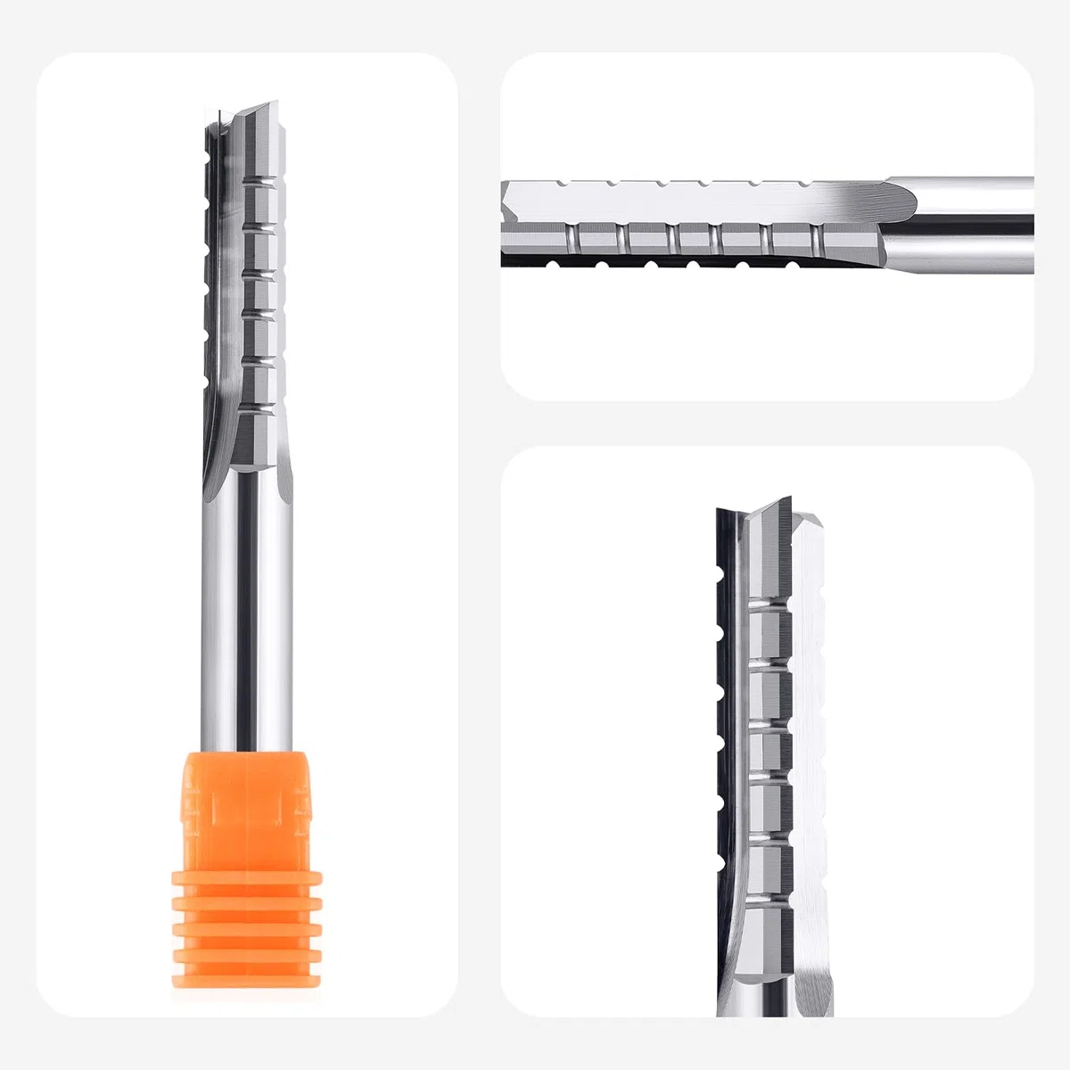 SpeTool 8 mm Schaftdurchmesser Gerader Hartmetall-Fräser mit Wolframkarbidspitze 32 mm Schnittlänge 3 Flöten Schnitzen CNC-Trimmschlitz, Spanbrecher, Sperrholz-Schaftfräser für die Holzbearbeitung