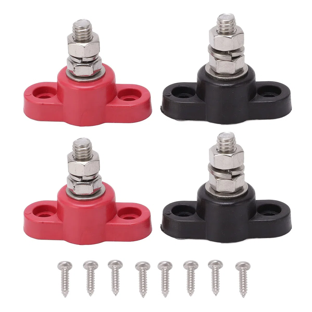 4 Stück Anschlussbolzen, 12V 24V Stromverteilerblock Batterieklemmenblöcke, Batterieverteilerklemmenblock Sammelschienenklemmenverteilerblock für LKWs und Wohnmobile