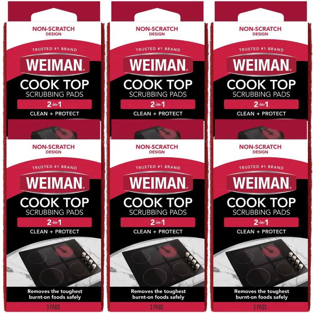 Weiman Products Cook Top Scheuerpad, 3 Stück, 6 Stück pro Packung