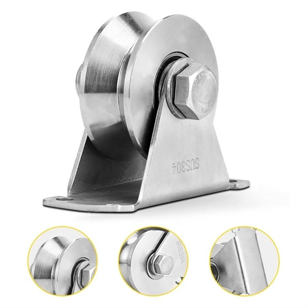 V-Nut-Laufrolle aus Edelstahl 304, Schiebetorräder, robuste Riemenscheibe, sanftes Rollen for V-Schiene, Rolltor for Einfahrt(2 in)