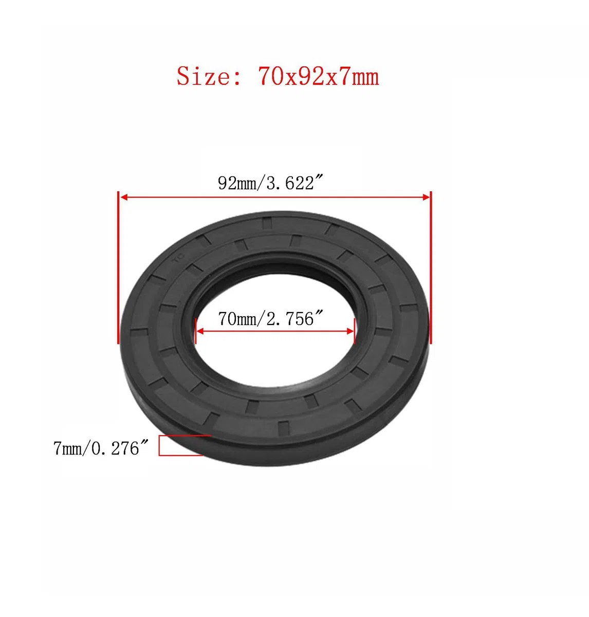 Nitrilkautschuk-Abdeckung, Doppellippe mit Feder, TC 70mm x 92mm x 7mm, Schwarze Packung mit 2