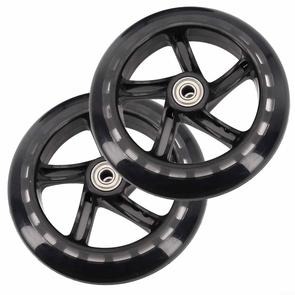 2 Stück PU-Rad für Roller, Rollschuhe und Wagen, hervorragender Griff und langlebige Lager (145 mm x 30 mm transparent)