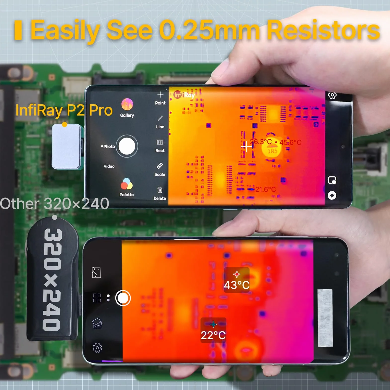 Wärmebildkamera – Android Type-C, InfiRay P2 Pro und magnetisches Makroobjektiv, 9g Ganzmetallgehäuse, 25Hz, Ingenieur Pro-Klasse Infrarot Wärmebildkamera für Industrie, Haus, Leiterplattenerkennung