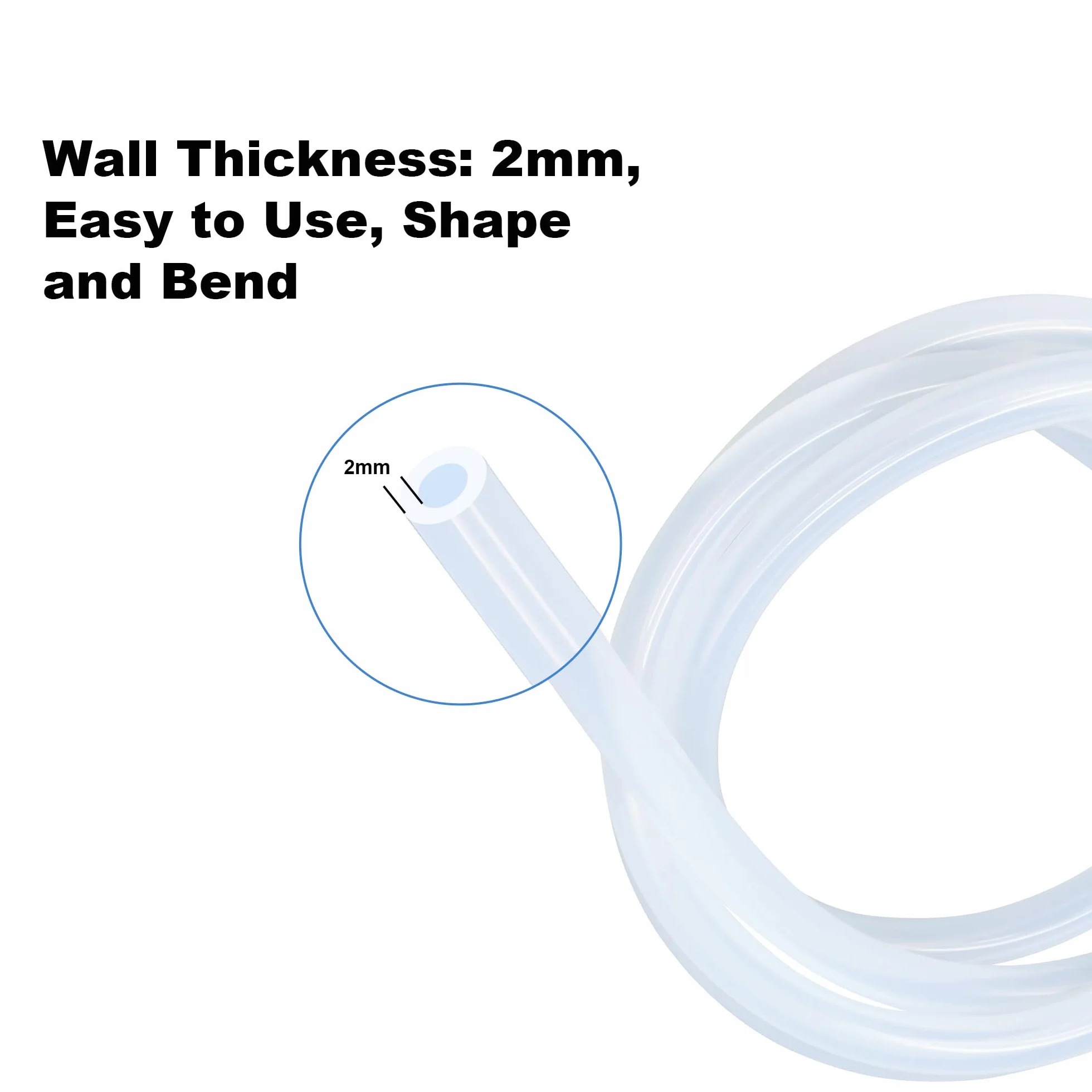 Silikonschlauch 10mm ID x 14mm OD 5 Meter Länge, Lebensmitteltaugliche Schläuche Flexibler Schlauch Klar Wasser Luft Rohre für die Pumpe übertragen