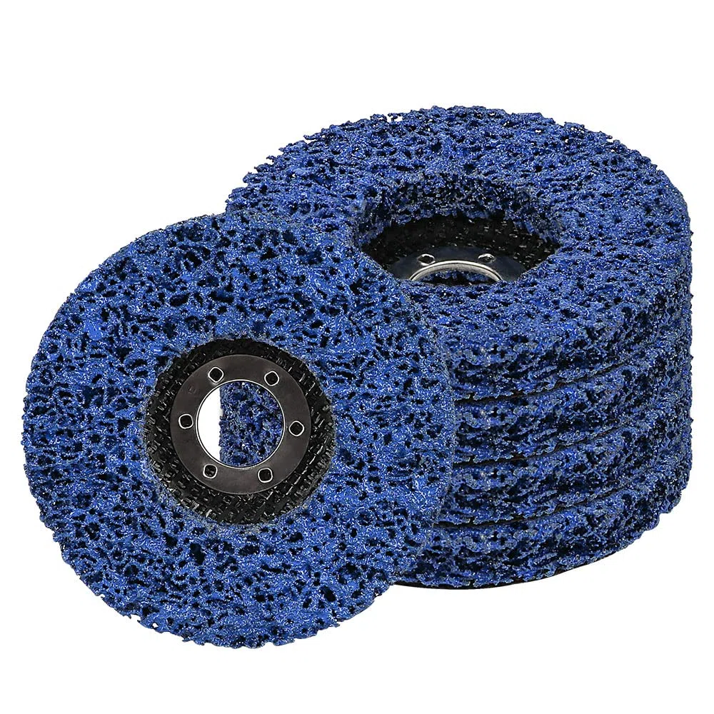 CSD Scheibe Schleifscheibe, Ø 125mm Reinigungsscheibe Set, Grobreinigungsscheibe für Winkelschleifer, Clean Strip Disc Nylongewebescheibe für Schleifens Polierens Rostentfernung (5 Stück - Blau)