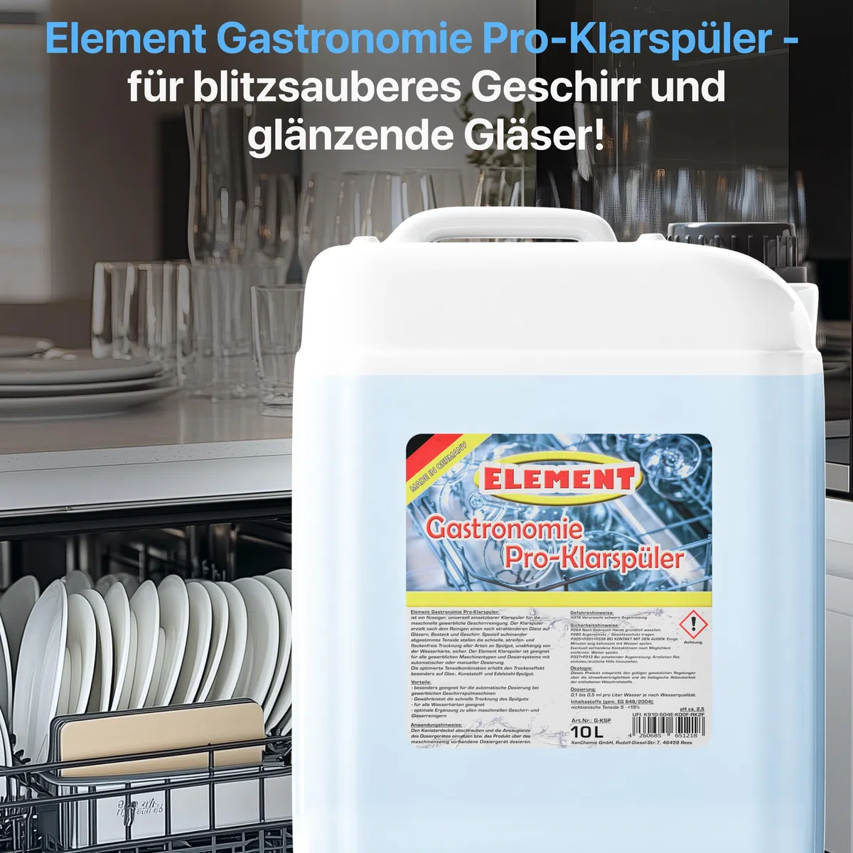 Klarspüler für gewerbliche Spülmaschinen flüssig 10 Liter Maschinenspülmittel Profi für gewerbliche Spülmaschinen Geschirrspülmittel Maschinenklarspüler