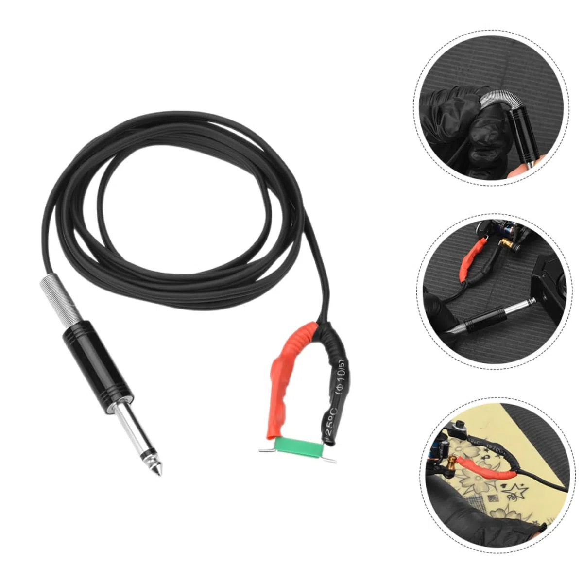 PACKOVE Hochflexibles Silikon Clip Kabel mit Doppeltem Kern Hohe Elastizität und Langlebige Stahlplatte für Tätowierstift Geeignet zum Tätowieren mit Einzigartigem Hakendesign