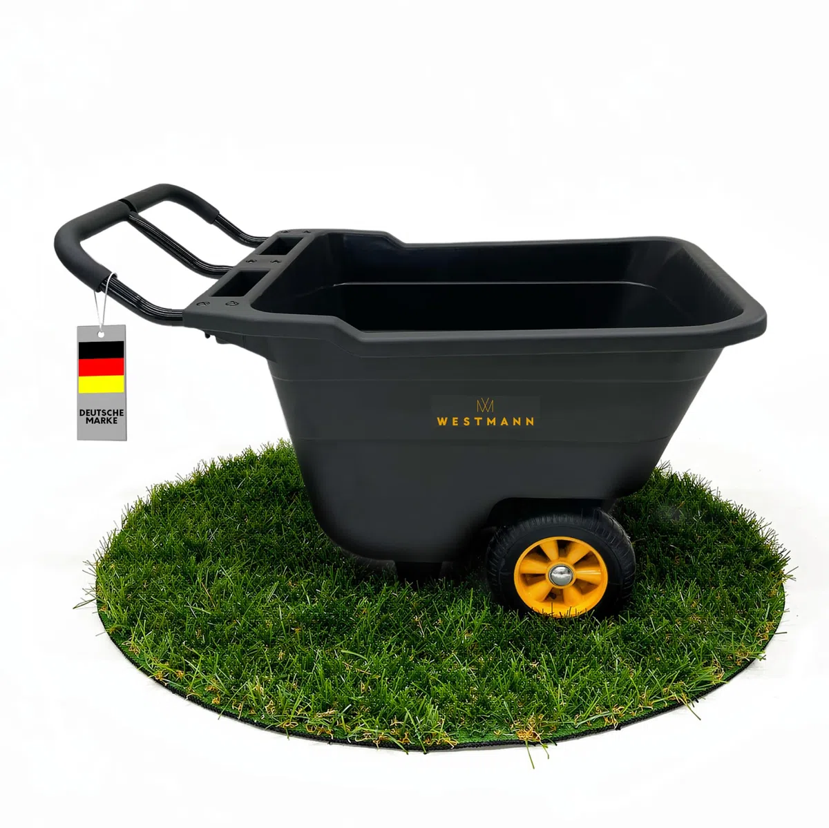 Westmann Prakta S Schubkarre | Kunststoffwanne mit Stahlrahmen | Luftreifen & Kippfunktion | 90 L | Traglast 150 kg (90 L)