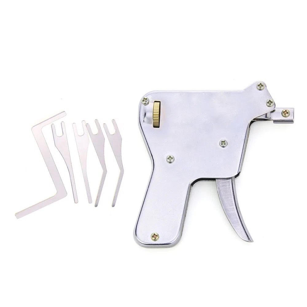 2 transparente Schlösser mit 15 Dietrich-Haken, 1 LockPick Pistole zum Öffnen, Schlosser, Anfänger, Dietrich-Trainingsset (silberfarben)