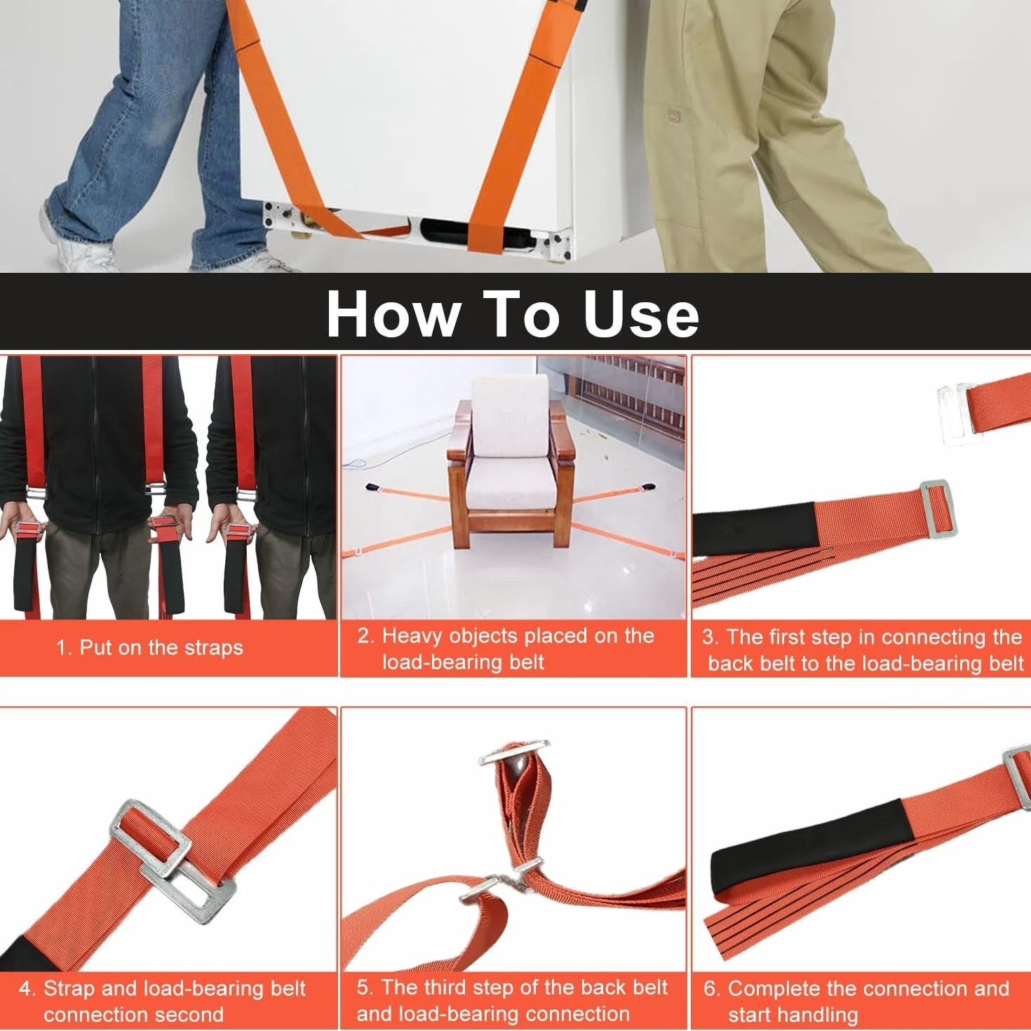 4 Stück Tragehilfe Tragegurte Umzug, Polyester Moving Straps Tragegurte für Möbelpacker, Mehrzweck Umzugshilfe Möbeltragegurte, Doppelt Shoulder Dolly Transportgurte, Geeignet für Mobile Möbel