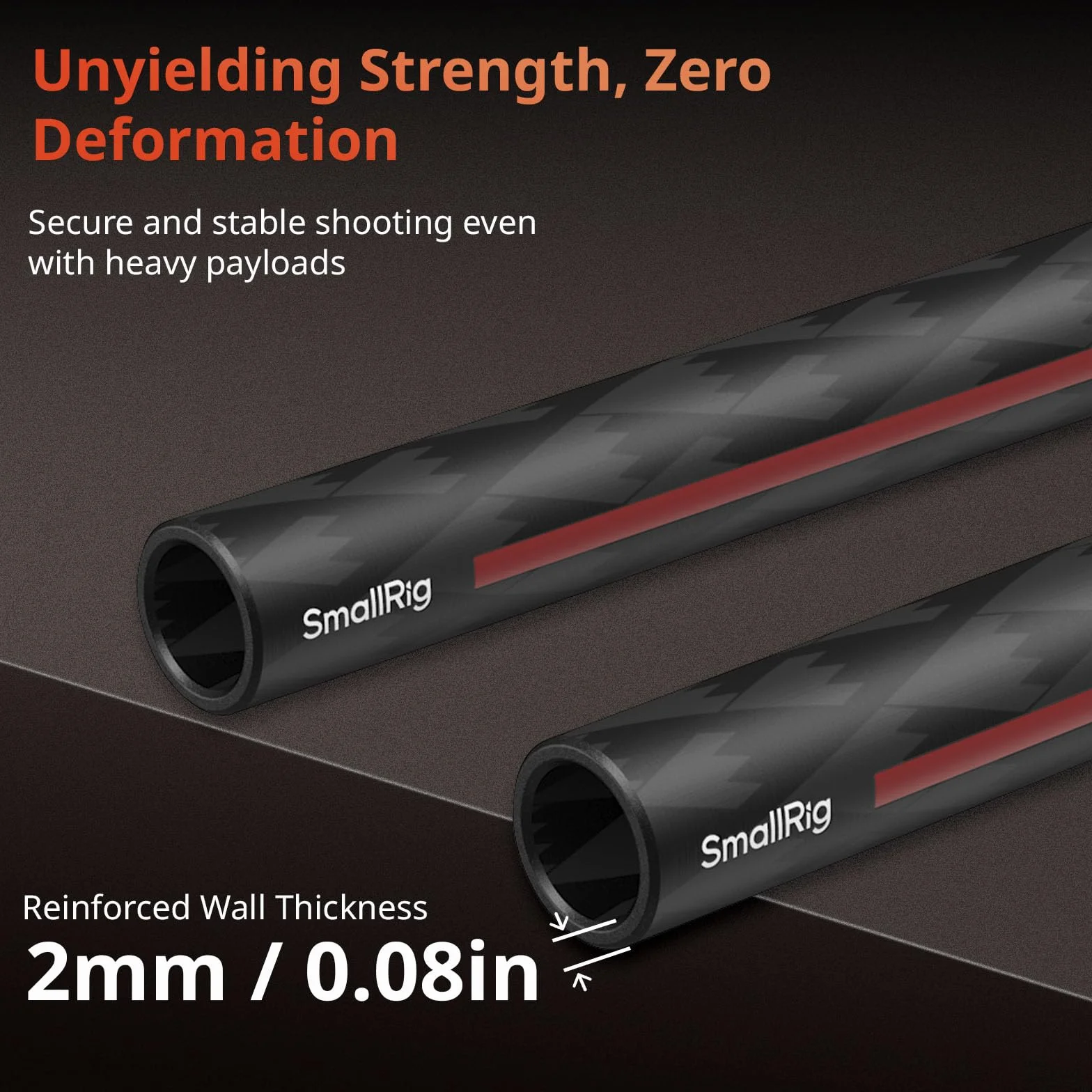 SMALLRIG 15-mm-Carbonfaserstange für 15-mm-Stabhalterungssystem, 20 cm lang, für Stangenklemmen, Mattebox und Follow Focus, 2er-Pack – 5211