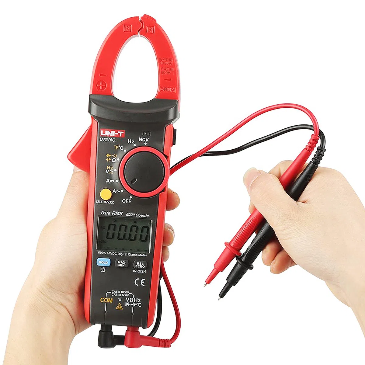 UT216C Digitale Strommesszange AC DC Strommessung Effektivwert Frequenz Kapazität Temperatur & NCV Tester