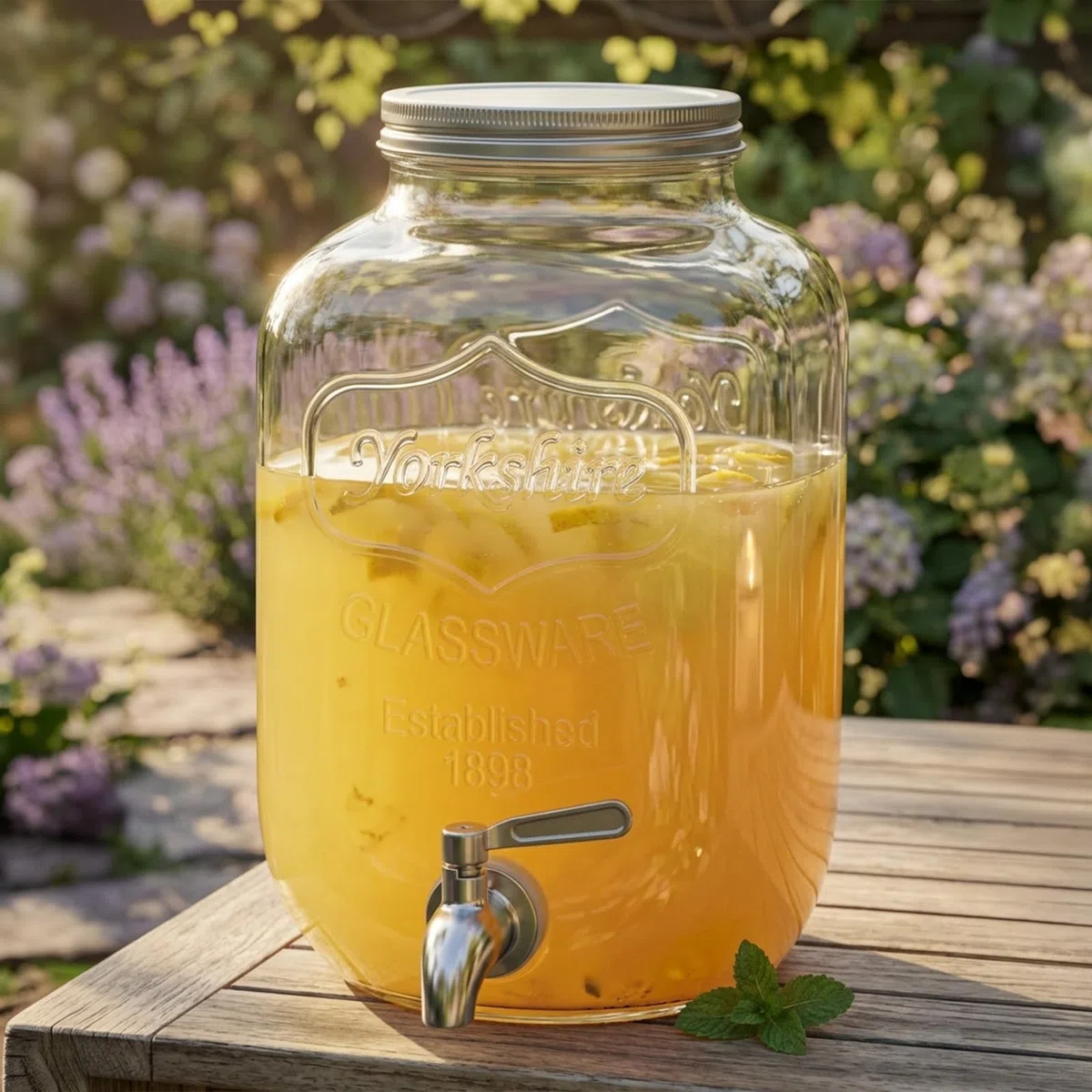 ECHTWERK Retro Getränkespender 5L, Glas, Robuster Limonadenspender mit luftdichtem Zapfhahn und Metalldeckel, ideal für Kaltgetränke auf Partys, Buffets & Feste