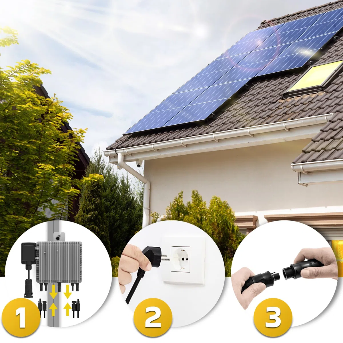 DEYE Mikro-Wechselrichter 800 W SUN-M80G4-EU-Q0 inkl. 5m Anschlusskabel für Balkonkraftwerk, IP67 wetterfest, Plug&Play Installation, 2 MPPT, WiFi, Micro Inverter