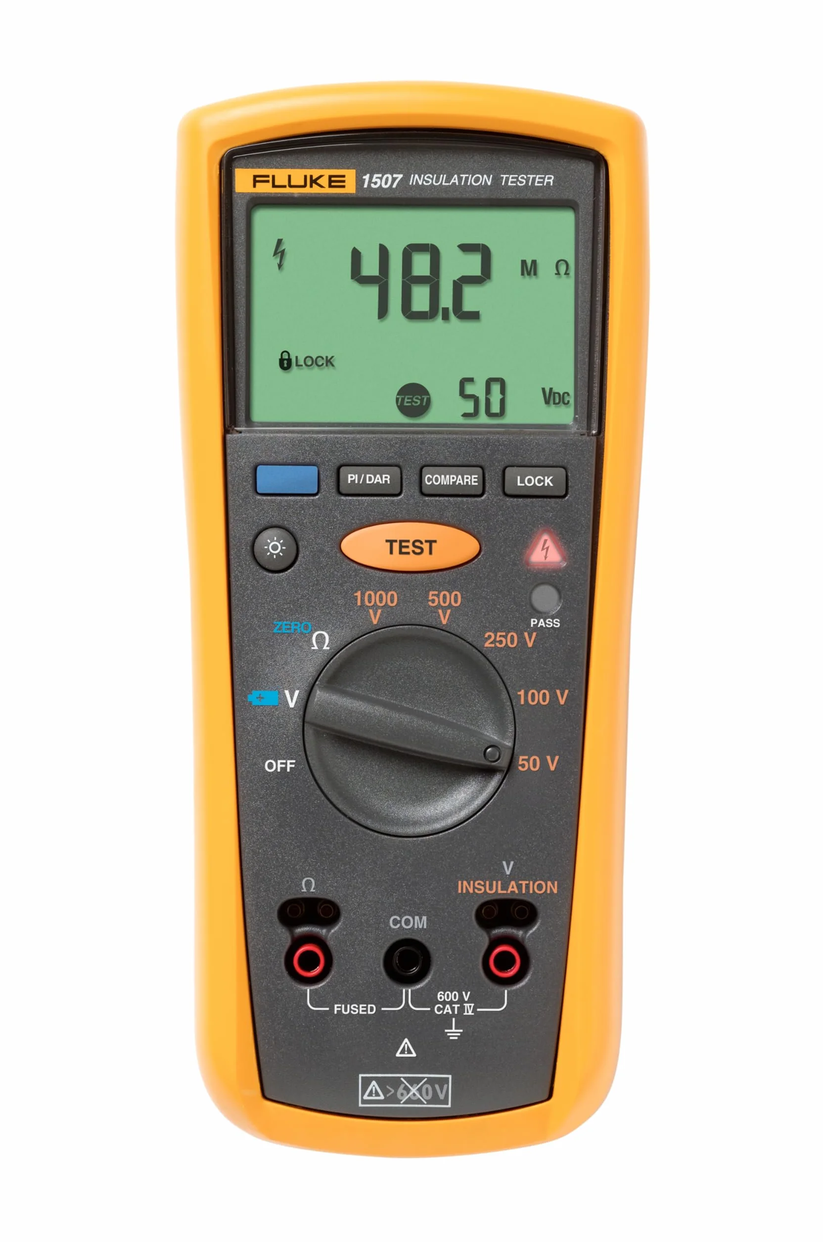 Fluke 1507 2427890 Isolationsmessgerät 0.01-10000 O | Fortschrittliche industrielle und elektrische Isolationsprüfung, mehrere Prüfspannungen: 50 V, 100 V, 250 V, 500 V und 1000 V