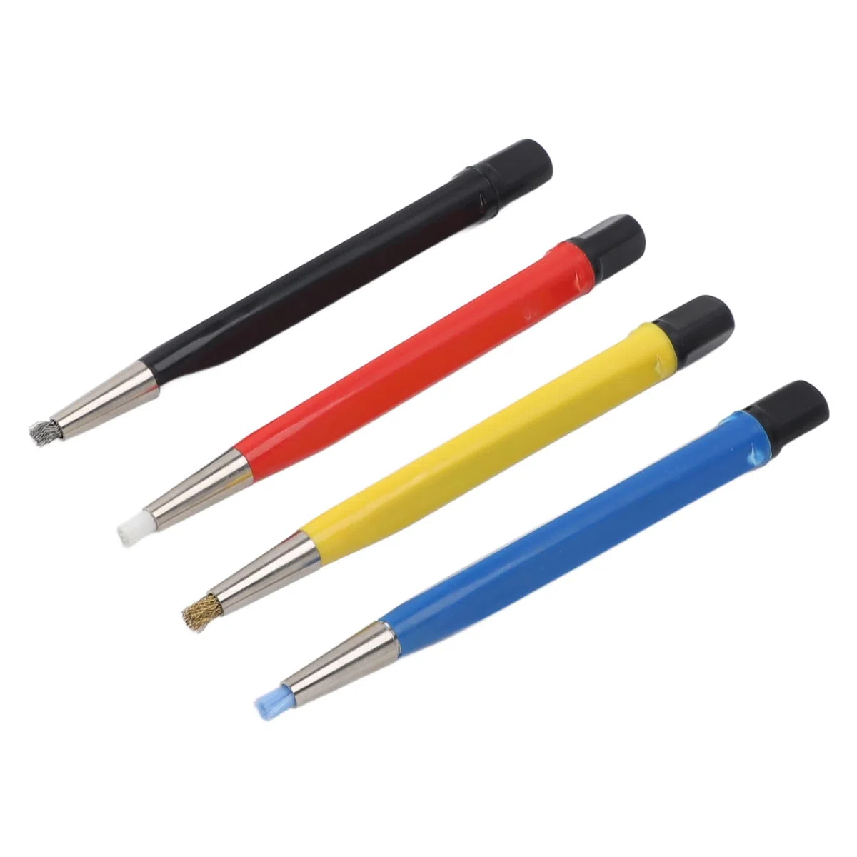 4-teiliges Kratzbürstenstift-Set, Vorbereitungs- und Schleifbürste Im Stiftstil mit Verstellbaren Spitzen aus Stahl, Messing, Fiberglas und Nylon Zum Reinigen von Schmuck, Uhren