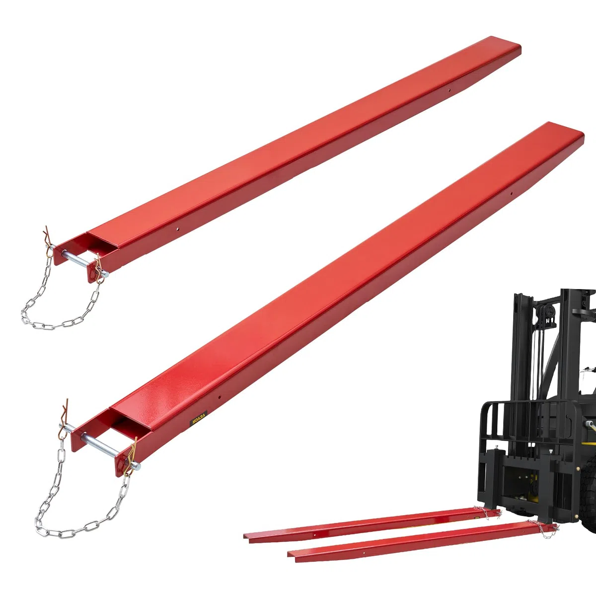 VEVOR 2er-Set Gabelverlängerungen 2090 mm Zinkenverlängerung 1,815 Tonnen Tragfähigkeit Gabelzinken Q235 Kohlenstoffstahl einteiliges Design Palettengabelverlängerung Kompatibel mit 106 mm Gabeln