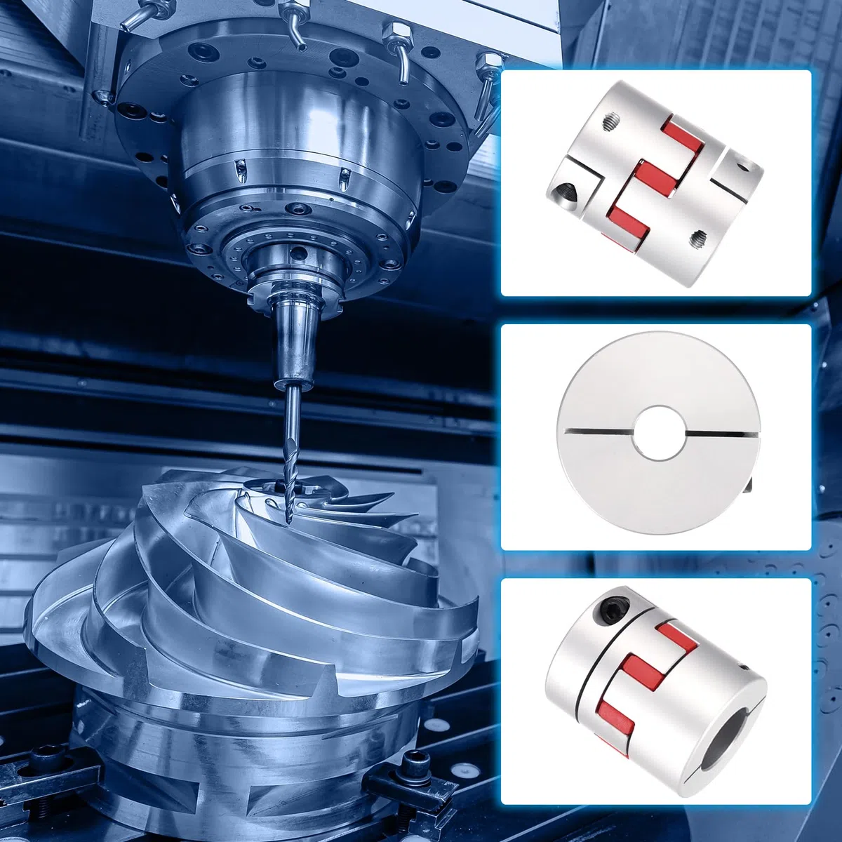 sourcing map Aluminiumwellenkupplung, Wellenkupplung, 12 mm auf 20 mm, flexible Spinnenkupplung, L50 mm x D40 mm, Kupplungsbacke, Spinnen-Wellen-Gelenkverbinder für 3D-Drucker, DIY-CNC-Fräsmaschine