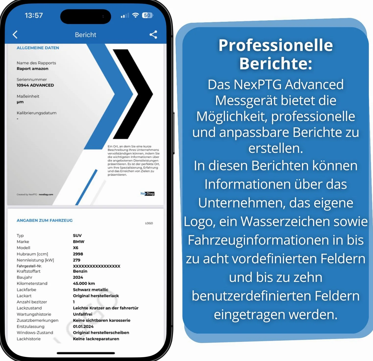 NexPTG Advanced Lackmessgerät Auto 2200 μm Lackschichtdickenmessgerät kfz Lackdickenmessgerät Schichtdickenmessgerät Lacktiefenmessgerät für Schichtdicken, kabellos, für Autolackdicken