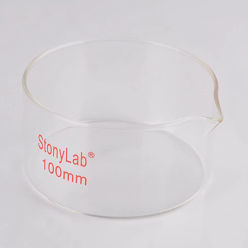 stonylab Petrischalen mit Ausguss und Hochleistungsrand, wiederverwendbare Borosilikatglas Laborschalen für Kristallisation und Verdampfung - 300 ml Fassungsvermögen Außendurchmesser 100 mm