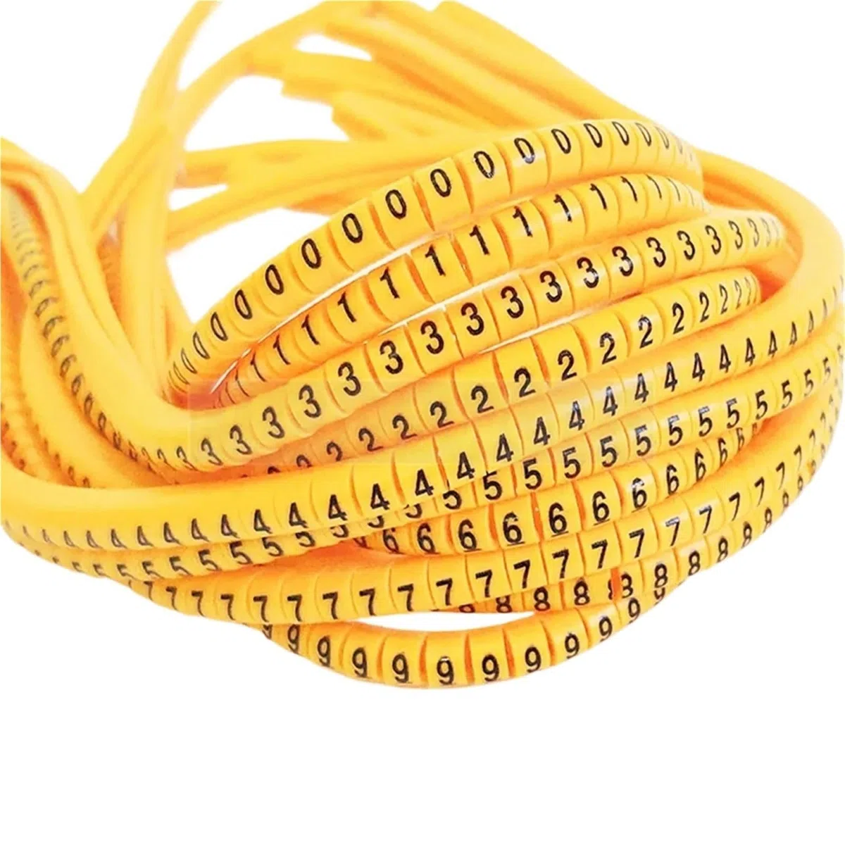 Kabelmarkierung PVC-Kabelmarkierung EC-0 EC-1 Kabeldrahtmarkierungsnummer 0 bis 9 Kabelgröße 1,5 qmm gelbe Farbe PVC-Kabelmarkierungen Isolierungsmarkierung(EC-0-yellow-0-9)