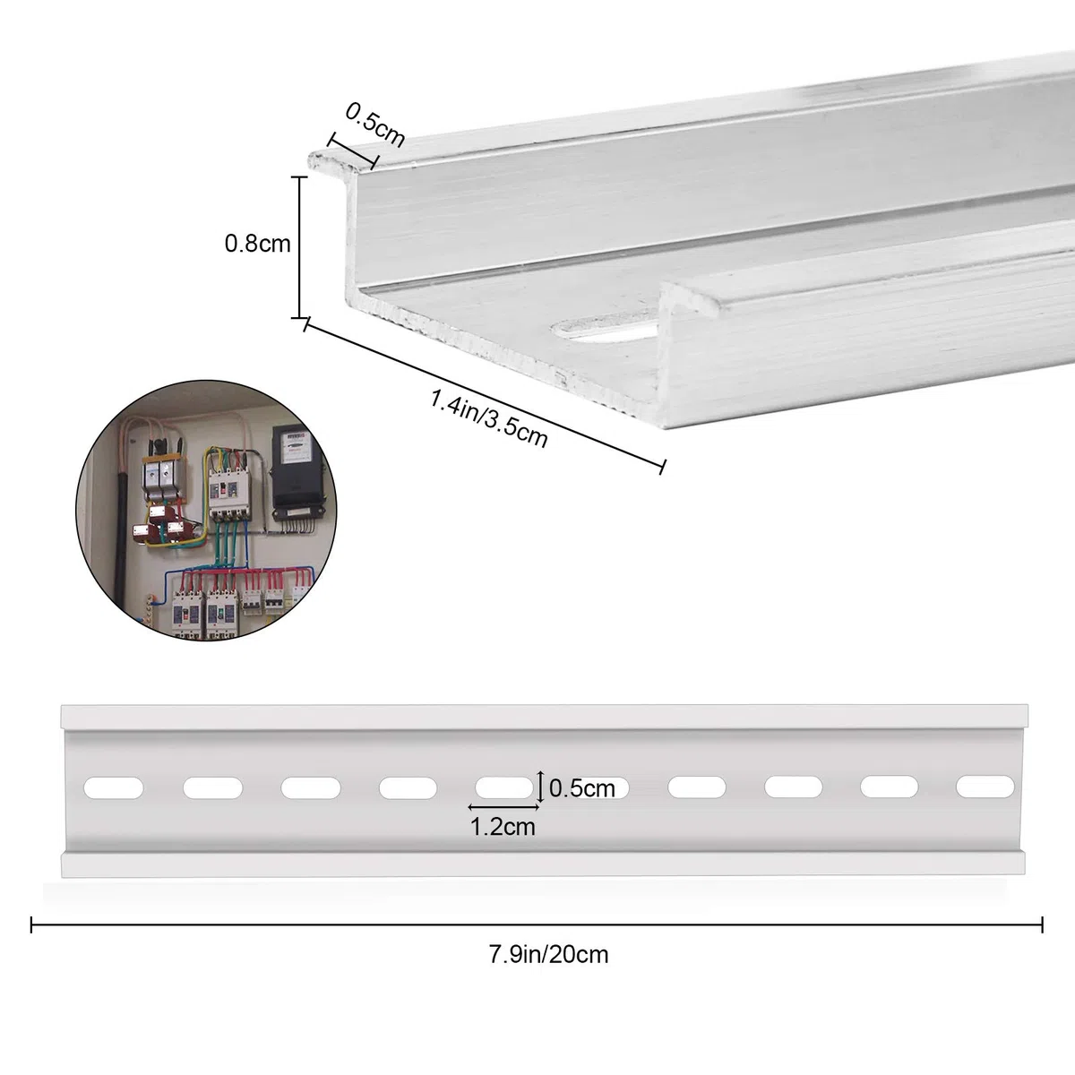 3 Stk Aluminium DIN Schiene, DIN-Hutschiene Tragschiene, für die Installation im Verteilerschrank im Schaltschrank (3,5 cm Breit, 20 cm Lang, 0,75 cm Hoch)