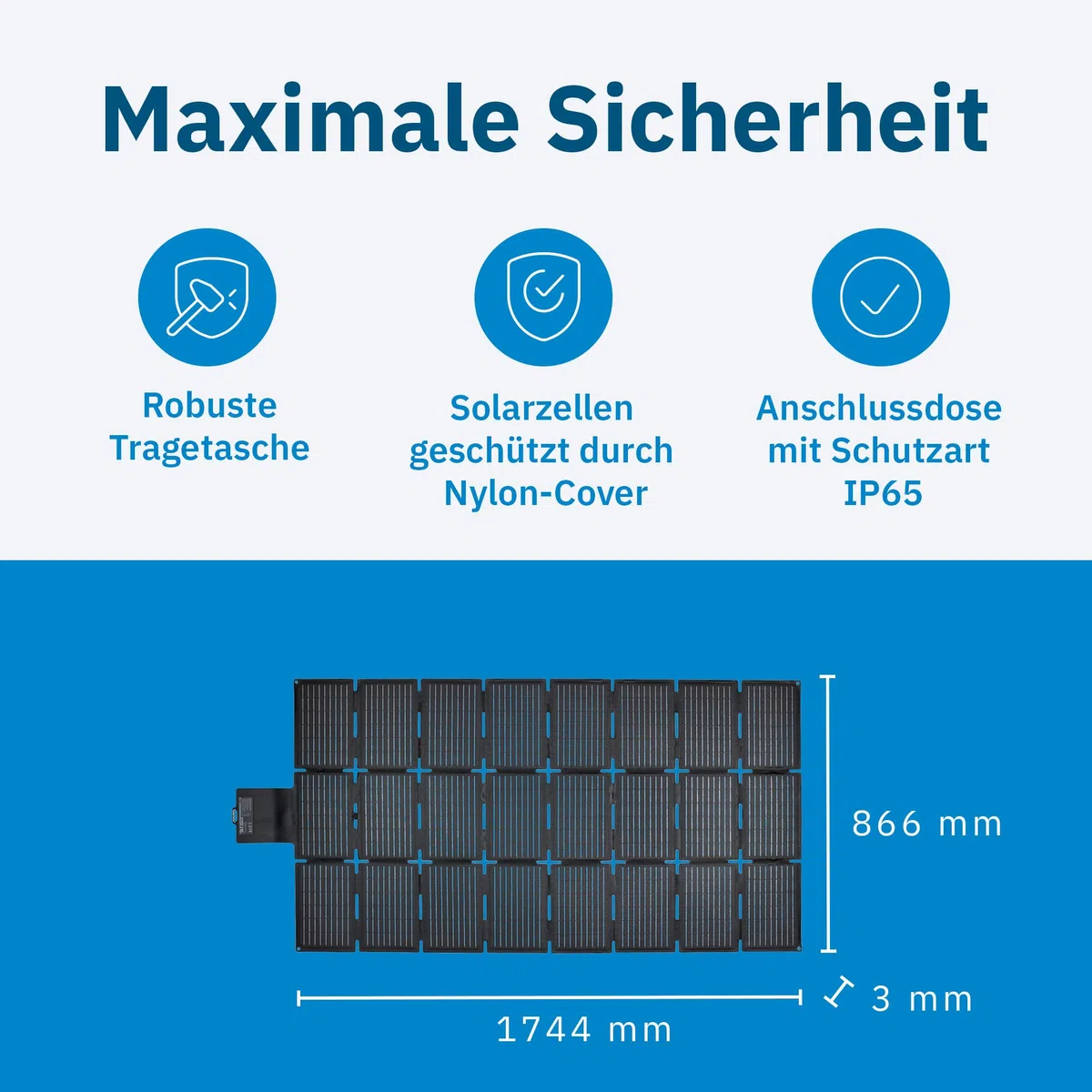 ECTIVE - Solarpanel faltbar MSP 216 SunGrid – Klappbares Solarmodul 216W mit USB-A & -C Anschlüssen - Tragbare Solartasche mit Kabel für BlackBox/AccuBox – Für Camping, Wohnmobil, Outdoor & Festival