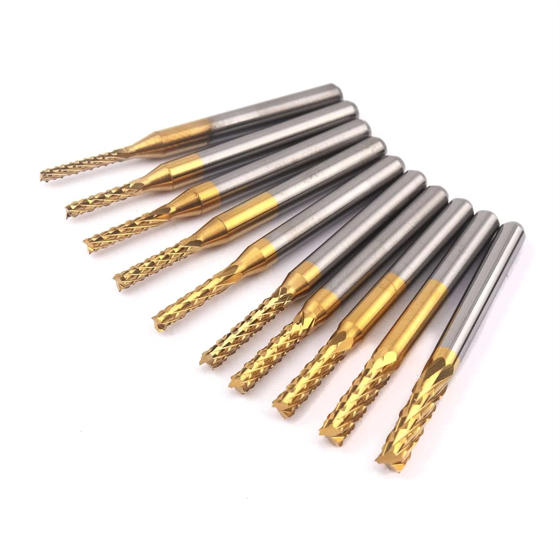 10 Stück Schaftfräser CNC-Fräser-Bits, 1/8 Zoll Schaft Fräswerkzeug Gravur Fräser Schaftfräser, 1,5–3,175 mm Titanbeschichtung CNC-Fräser-Bits