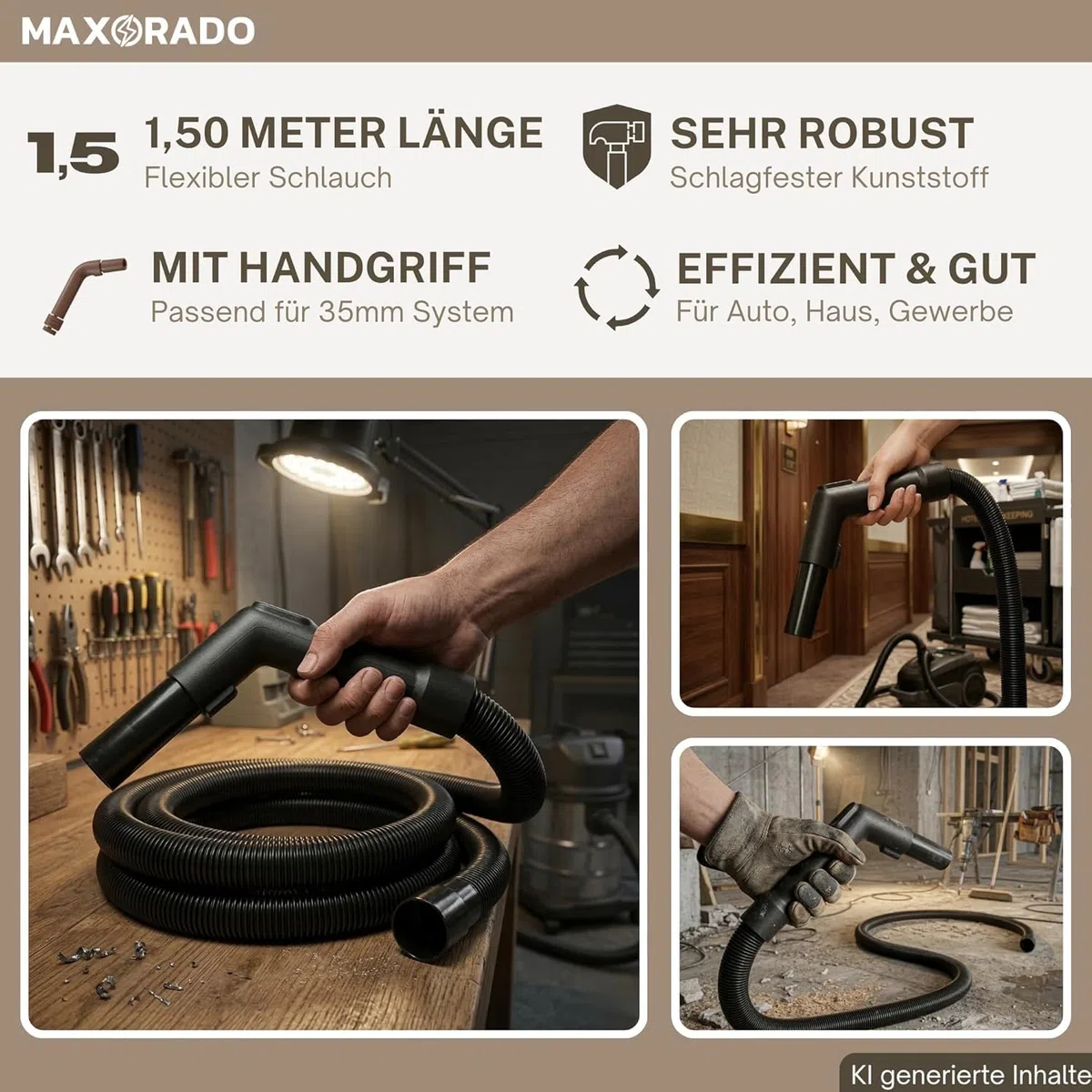 Schlauchschlauch (1,5m) passend für BTI Modelle: Berner BWDVC 26, BWDVC 28L Staubsauger