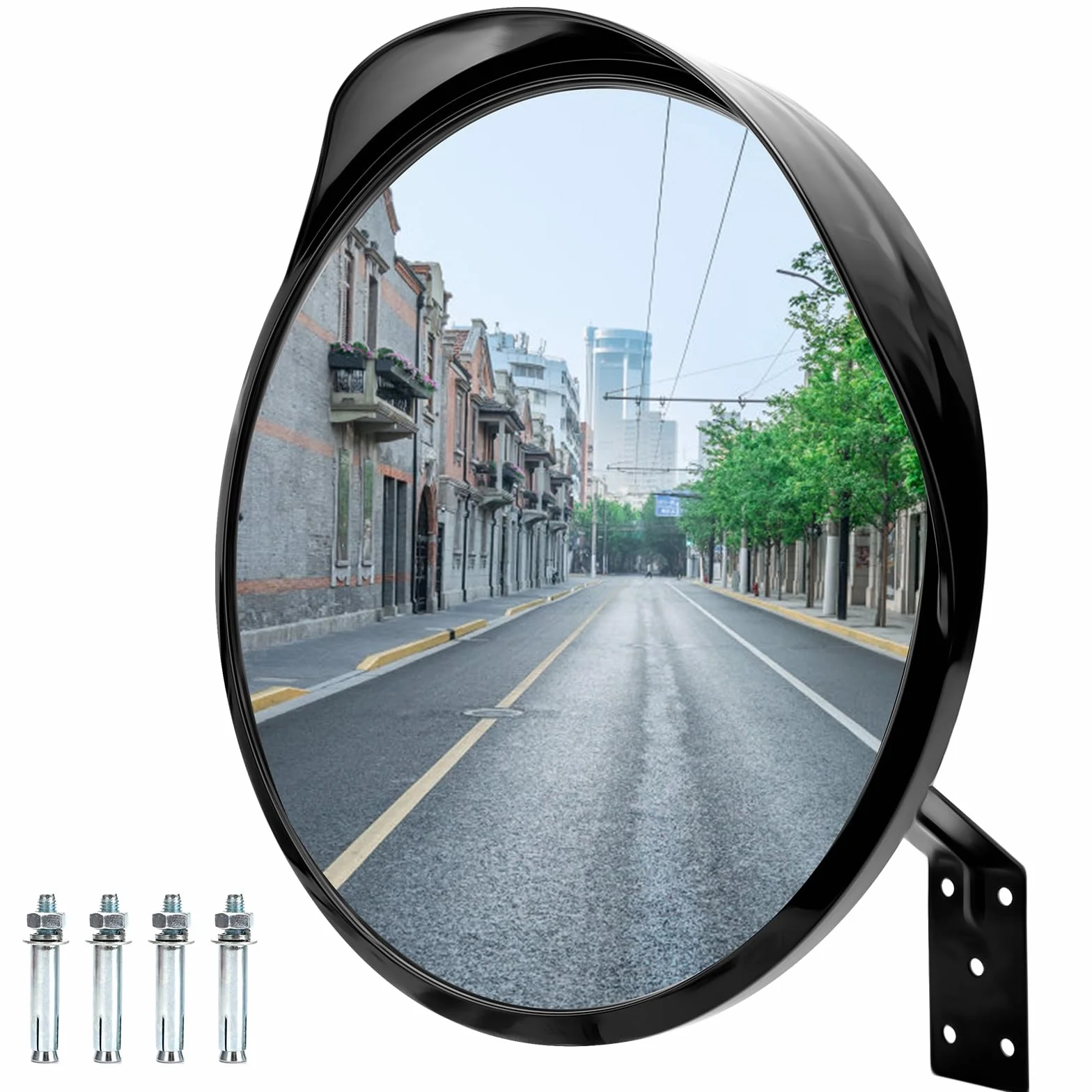 30cm Konvexspiegel Verkehrsspiegel Traffic Mirror Beobachtungsspiegel Sicherheitsspiegel für Einfahrten Lagerhallen Garagen mit 1x Halterung 4x Schrauben